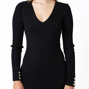 V Neck Maxi Dress In Black